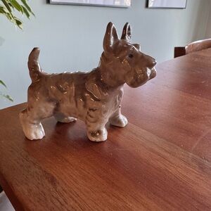 Vintage Ceramic Dog Figurine - Brown and White